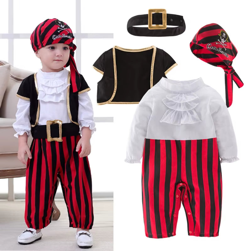 Ropa de Cosplay de capitán pirata, disfraz de Halloween y Navidad para niños, disfraz de pirata