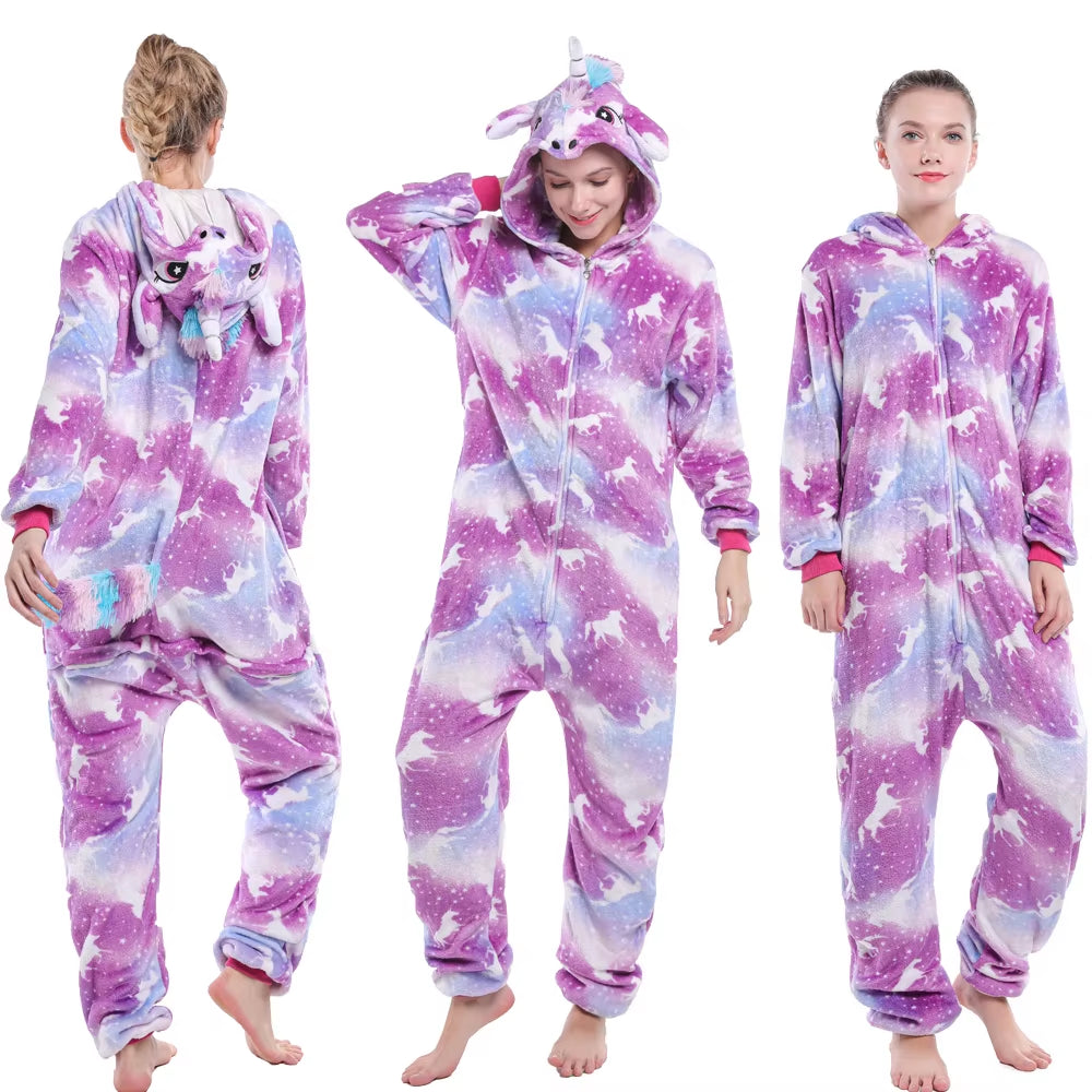 Pijamas de franela para dormir y estar en casa, ideal para parejas o mujeres, Kugurumi de Cosplay, Unicornio o Animales.