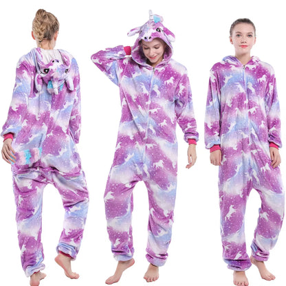 Pijamas de franela para dormir y estar en casa, ideal para parejas o mujeres, Kugurumi de Cosplay, Unicornio o Animales.