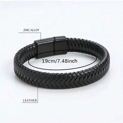 Pulsera magnética de cuero PU negra para hombres modernos y elegantes
