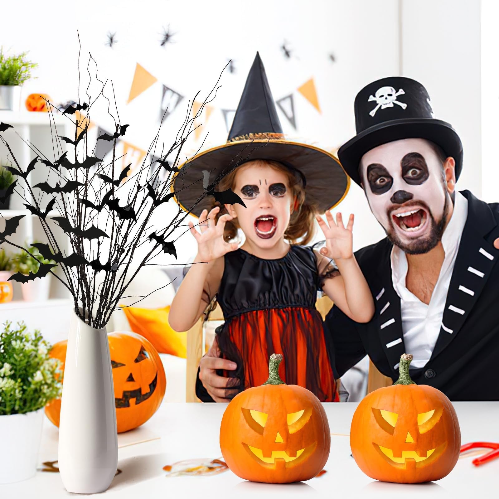 Ramas de sauce rizado, tallos artificiales flexibles para Halloween u otras celebraciones