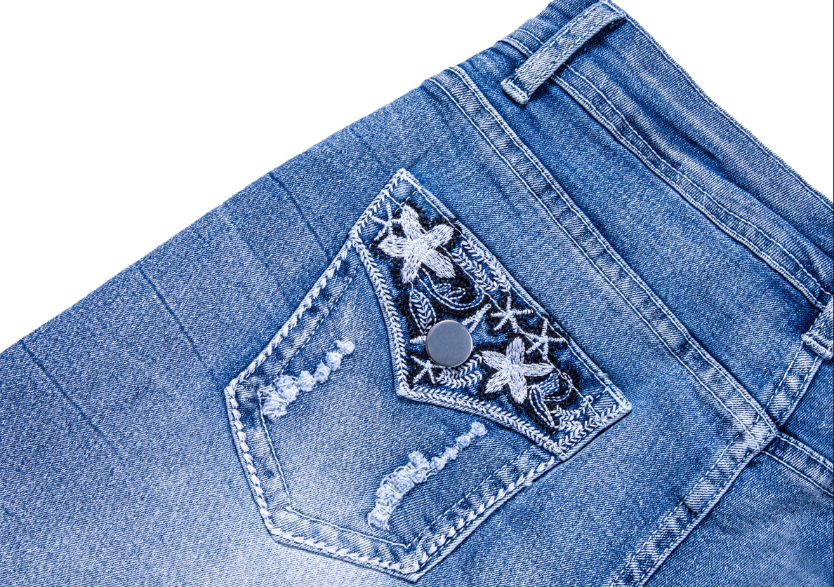 Shorts vaqueros desgastados de tiro medio-alto para mujer