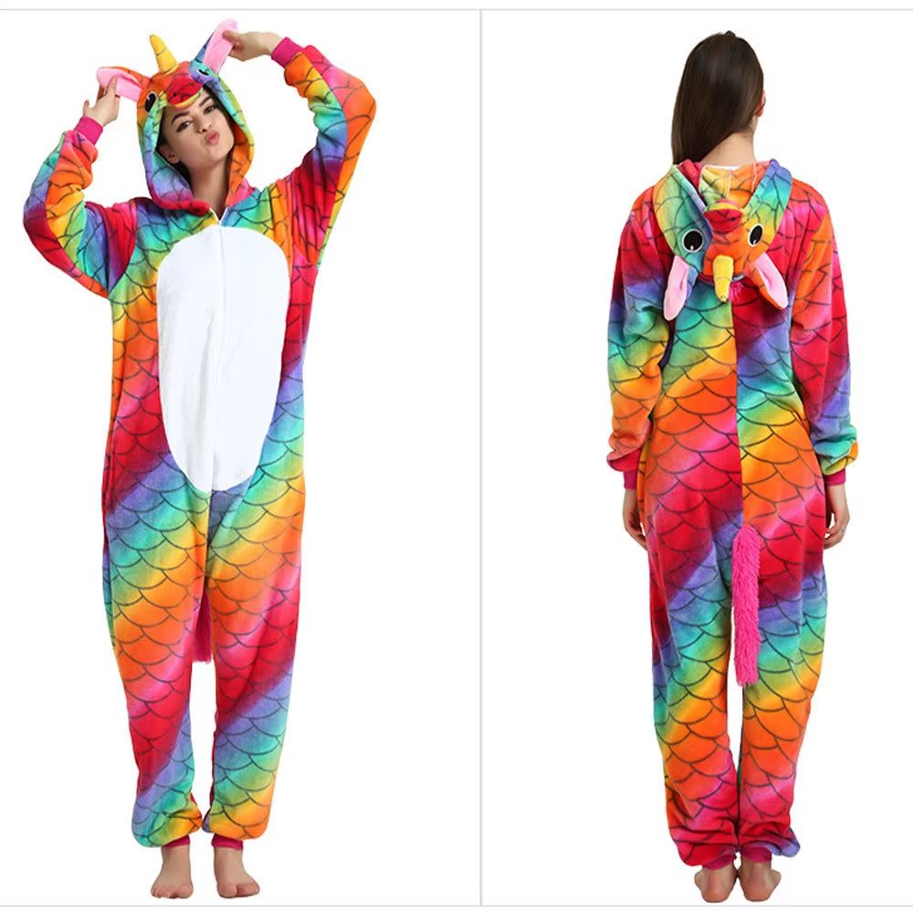 Pijamas de franela para dormir y estar en casa, ideal para parejas o mujeres, Kugurumi de Cosplay, Unicornio o Animales.