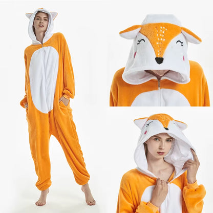 Pijamas de franela para dormir y estar en casa, ideal para parejas o mujeres, Kugurumi de Cosplay, Unicornio o Animales.
