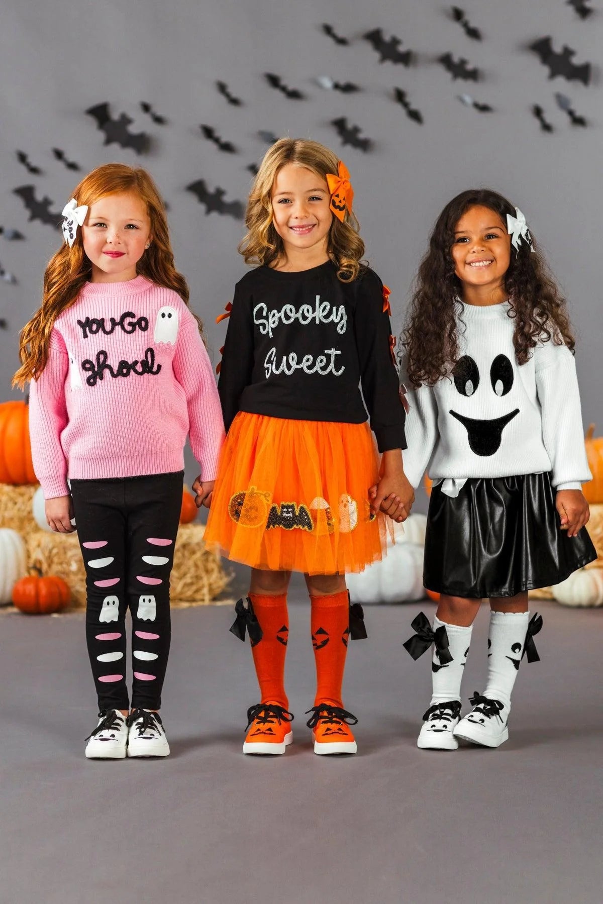 Conjunto de leggings y suéter rosa "You Go Ghoul"