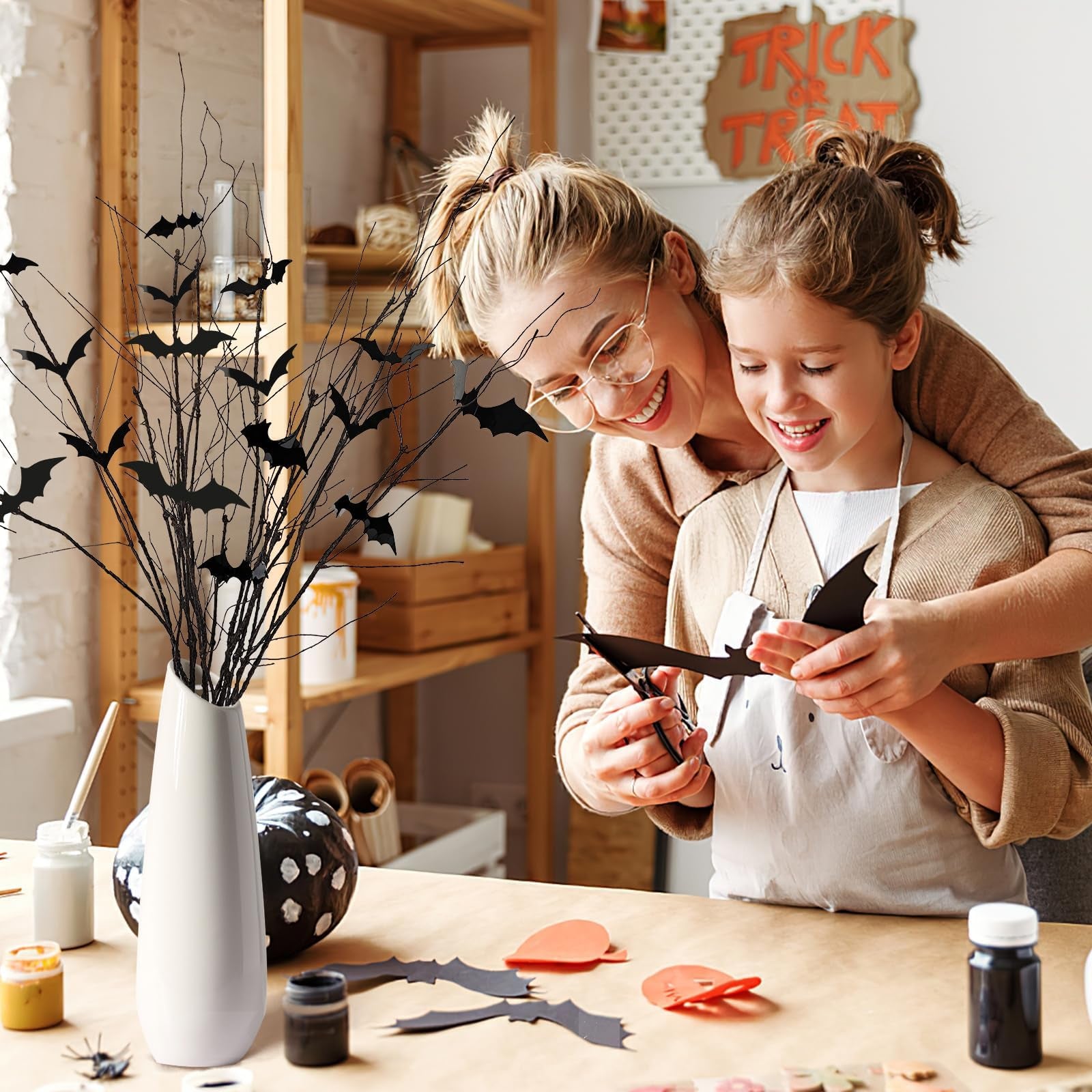 Ramas de sauce rizado, tallos artificiales flexibles para Halloween u otras celebraciones