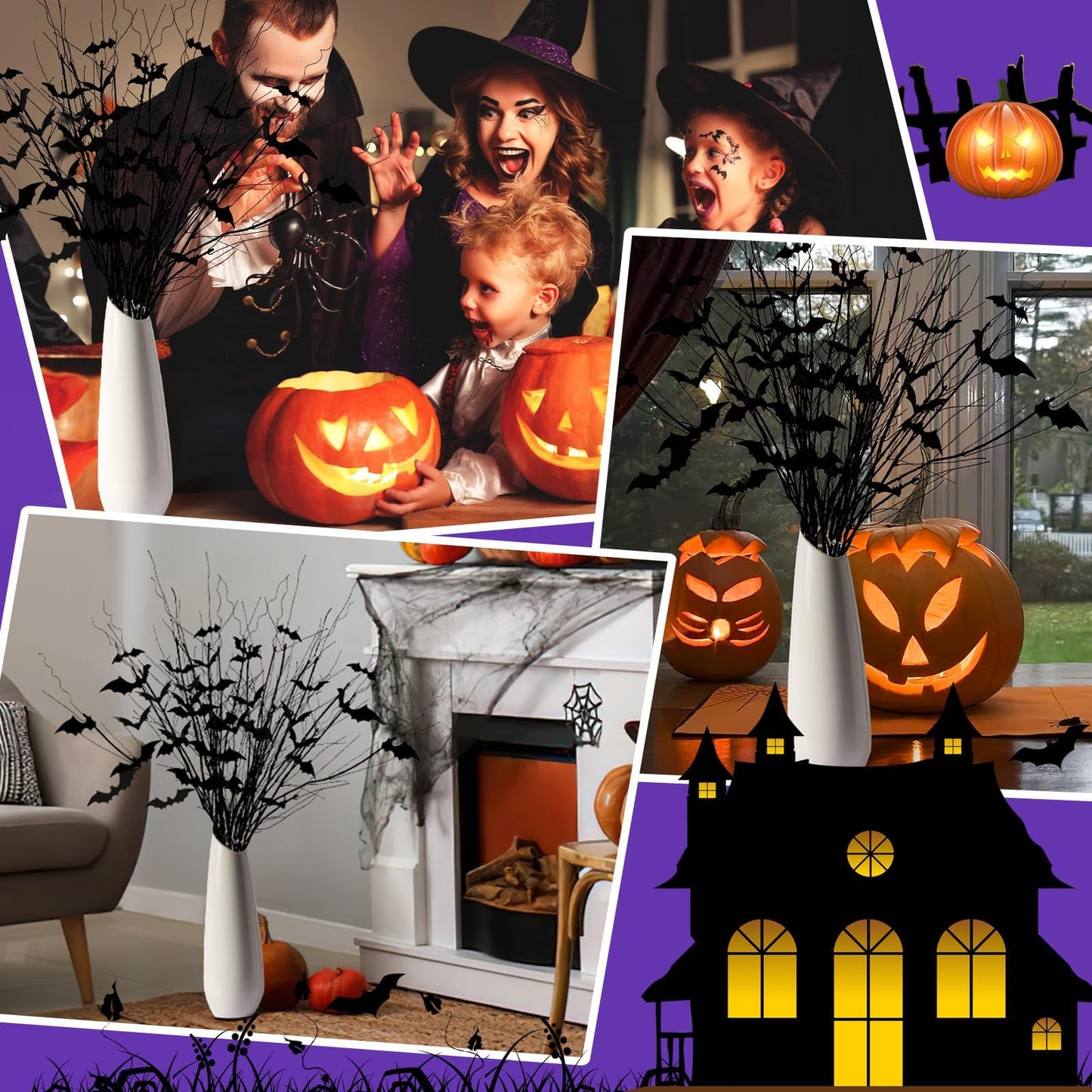 Ramas de sauce rizado, tallos artificiales flexibles para Halloween u otras celebraciones