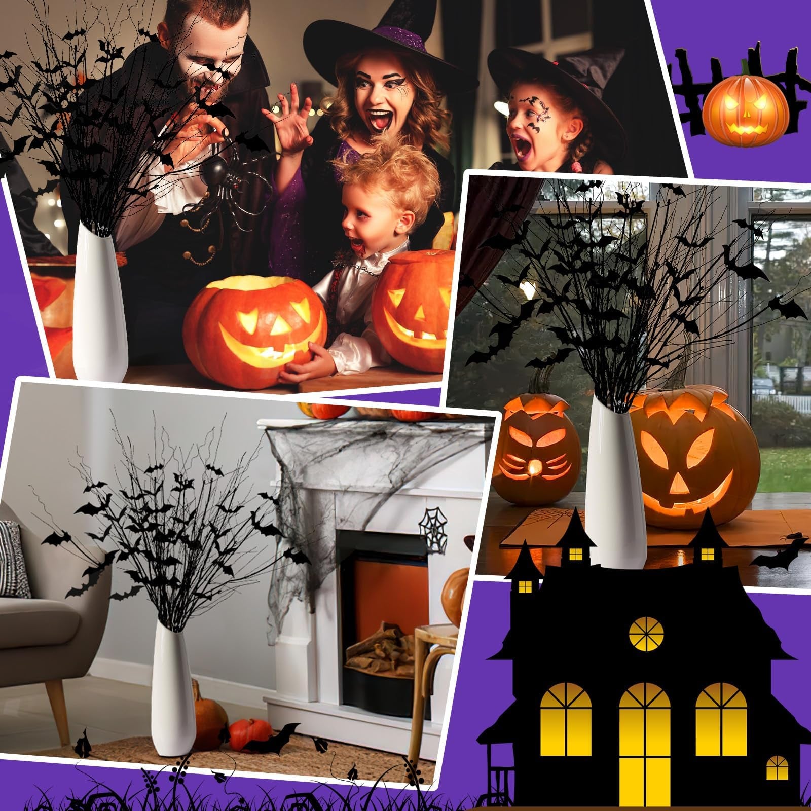 Ramas de sauce rizado, tallos artificiales flexibles para Halloween u otras celebraciones