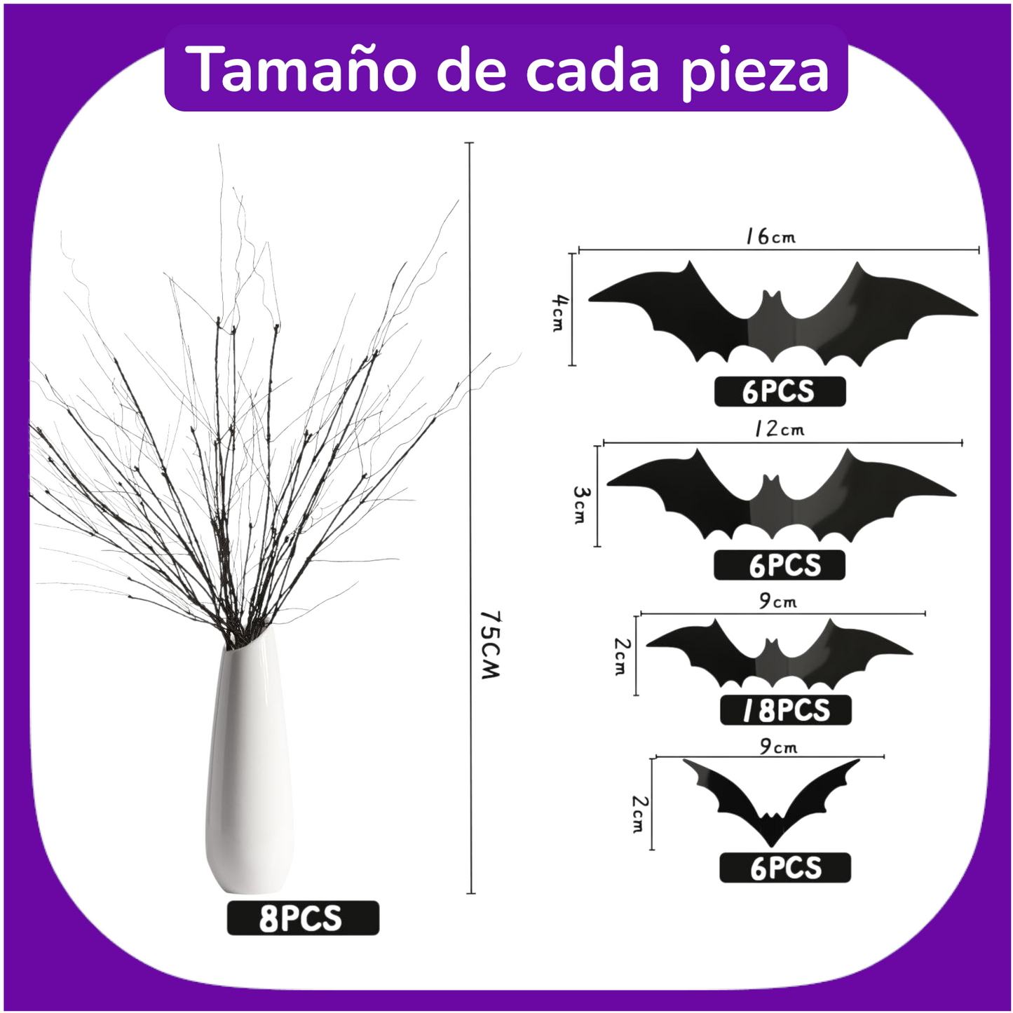 Ramas de sauce artificiales, flexibles y rizables para Halloween