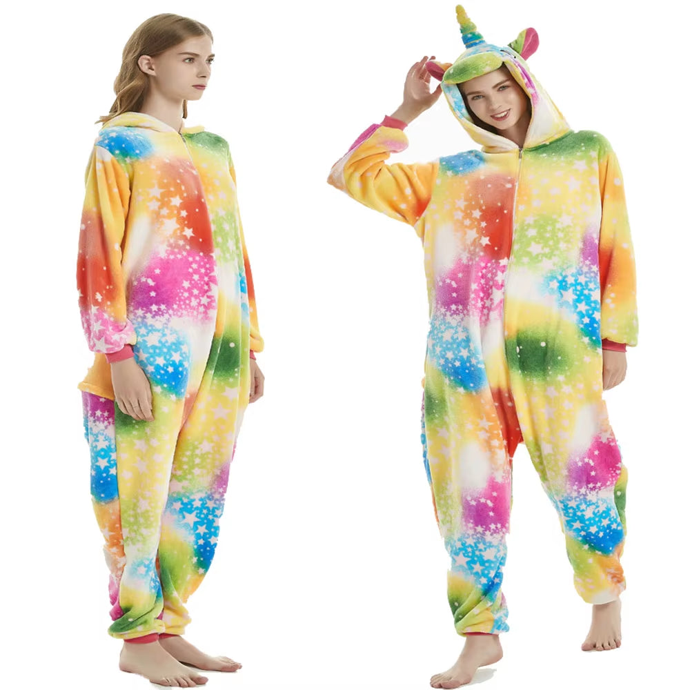 Pijamas de franela para dormir y estar en casa, ideal para parejas o mujeres, Kugurumi de Cosplay, Unicornio o Animales.
