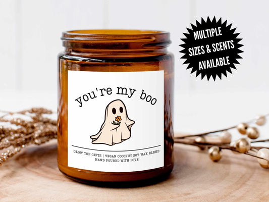 ‘Eres mi boo’ lindas velas con especias de calabaza para regalo o decoración en Halloween